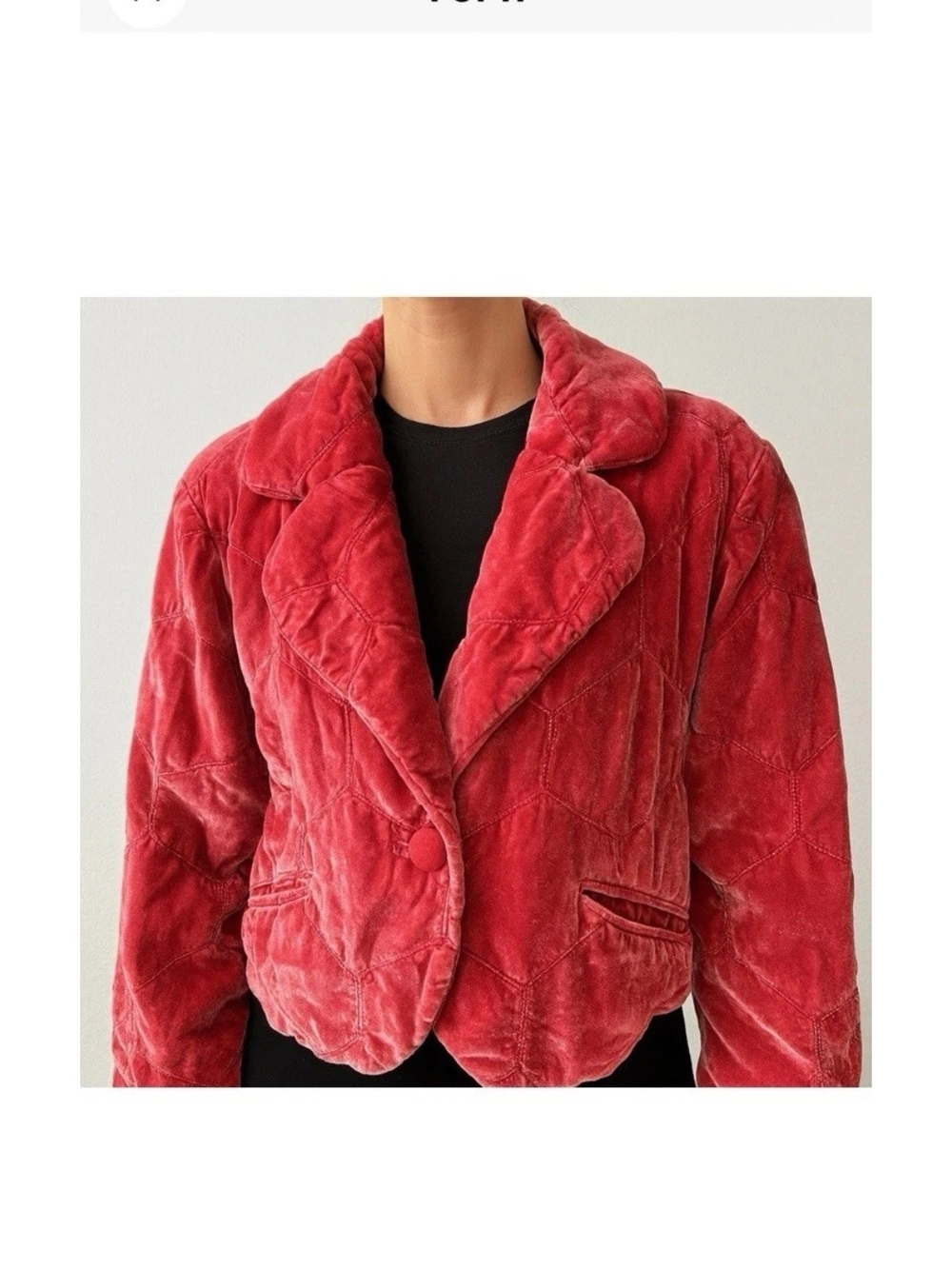 Anthropologie Red Velvet Quilted Teddy Jacket